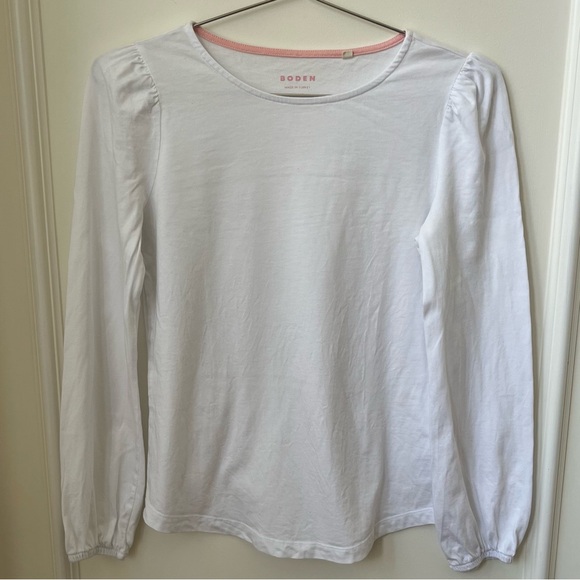 Boden White Long Sleeve Blouse With Ruffle Sleeve Detail Size US 4 UK 8 - Picture 4 of 12
